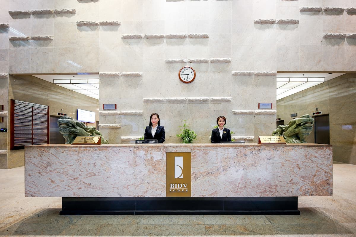 Sảnh lễ tân tại tòa nhà BIDV Tower 194 Trần Quang Khải